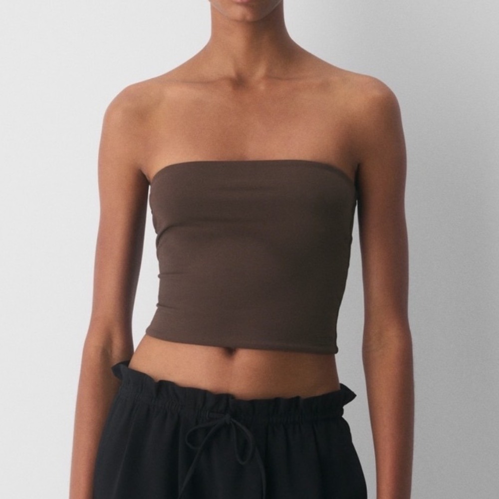 Artizia Babaton Strapless Tube Top Cropped Brown Medium